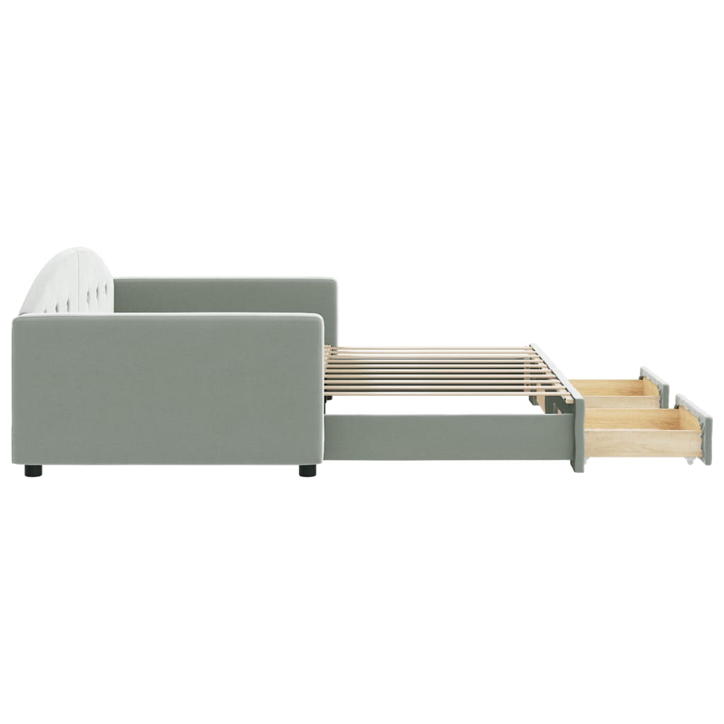 Sofá-cama c/ gavetão e gavetas 90x190 cm veludo cinzento-claro