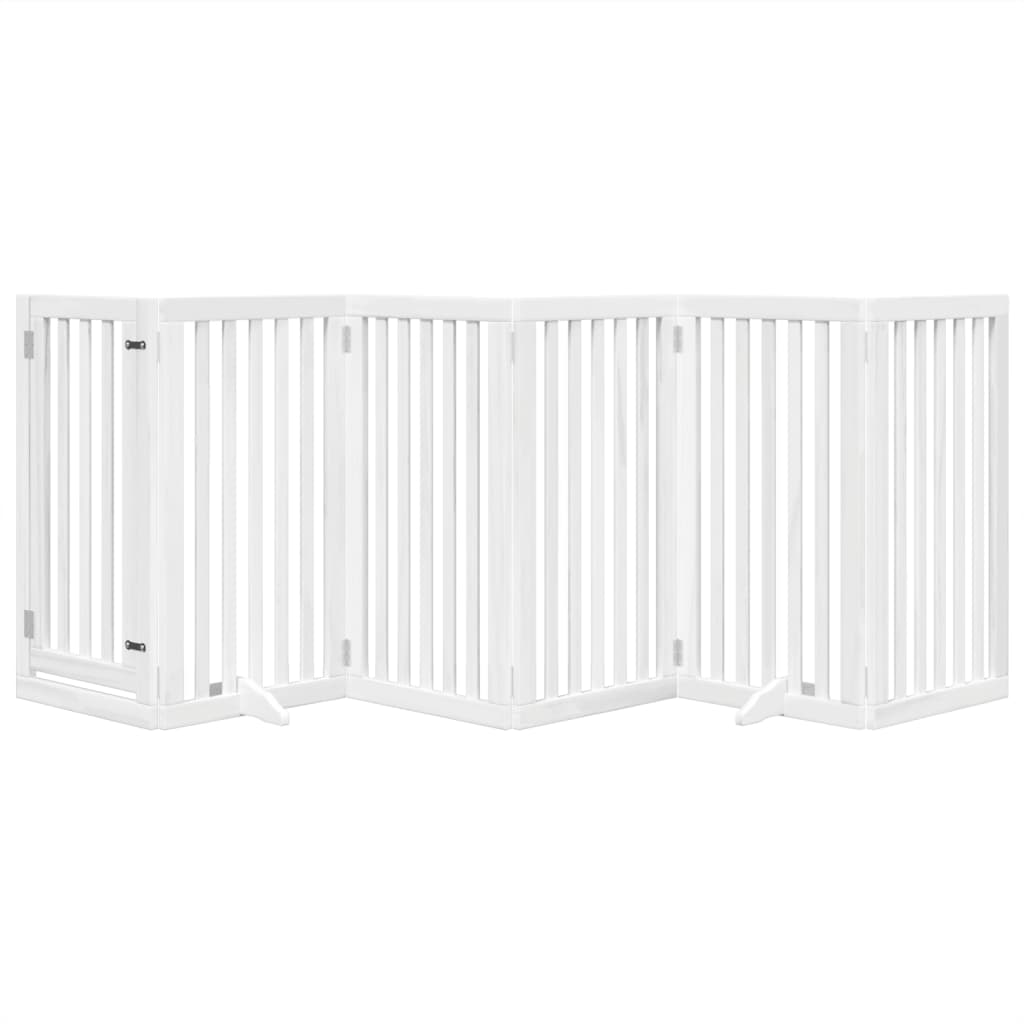 Portão p/ cães com porta dobrável 6 painéis 300 cm álamo branco