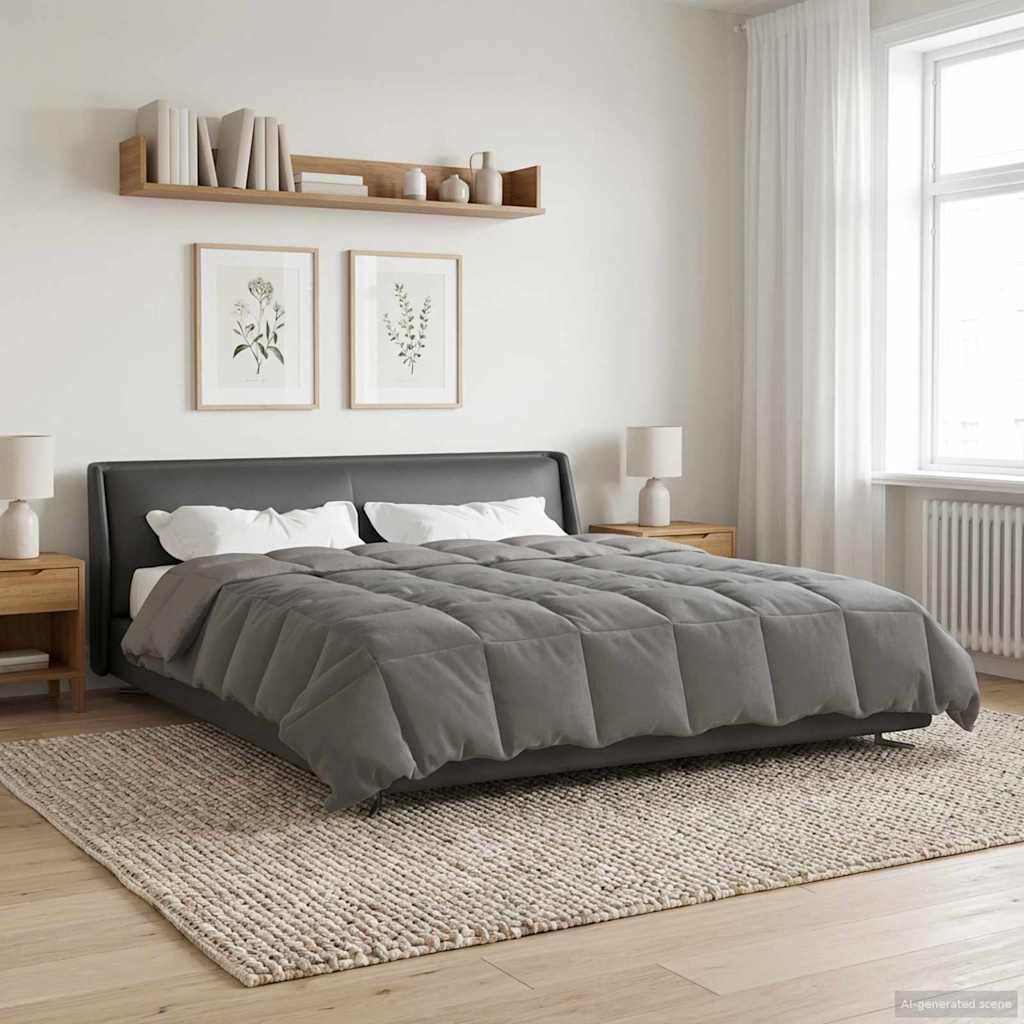 Edredom de verão simples cinzento-claro 200 x 240 cm microfibra