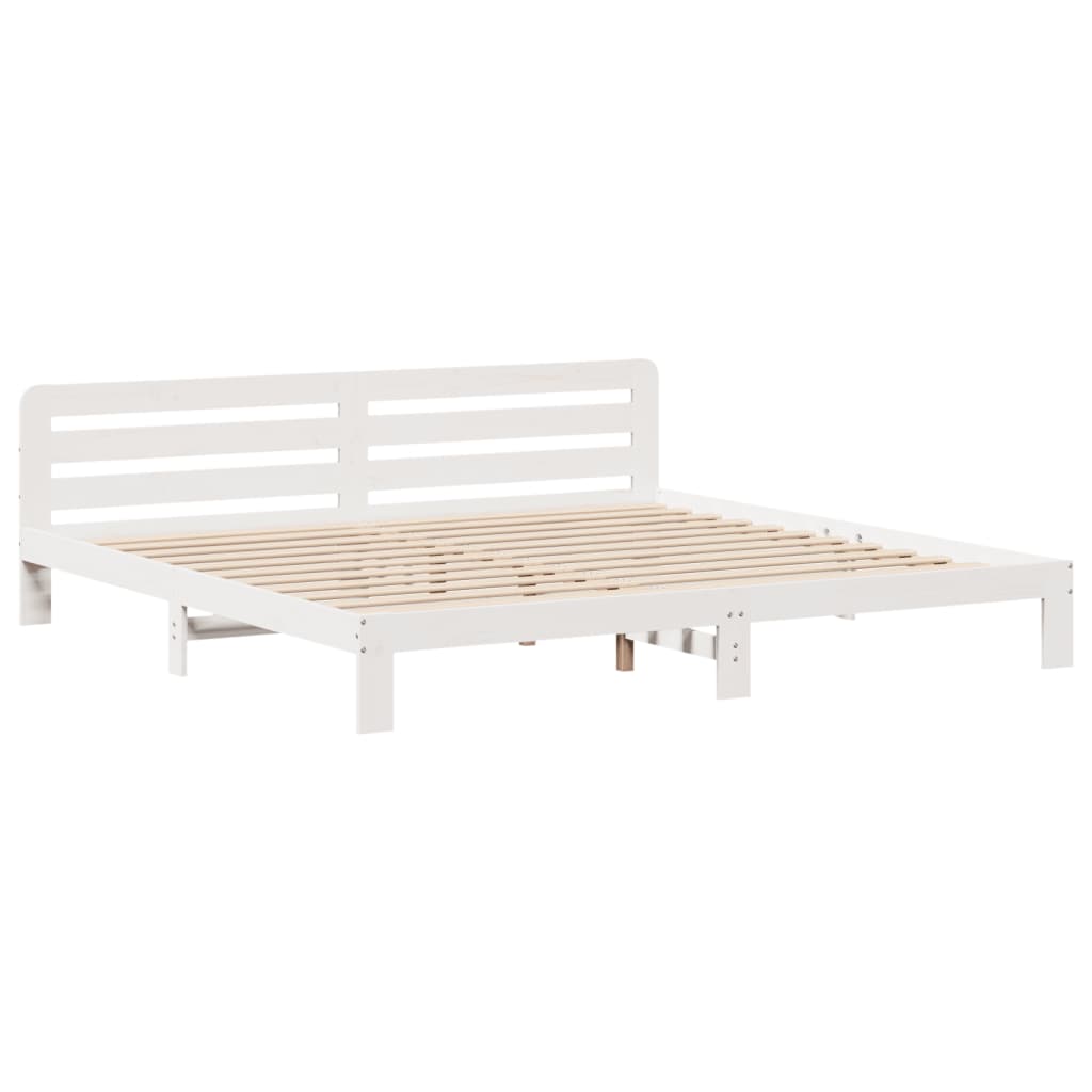 Cama sem colchão 180x200 cm madeira de pinho maciça branco