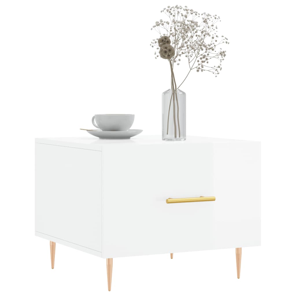 Mesas de centro 2 pcs 50x50x40 cm branco brilhante