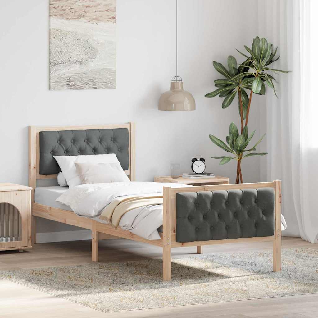 Estrutura da cama com cabeceira cinza escuro 80 x 200 cm