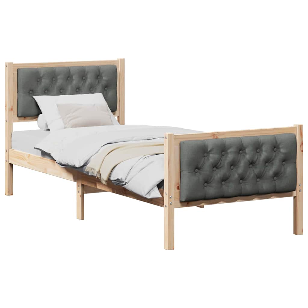 Estrutura da cama com cabeceira cinza escuro 80 x 200 cm