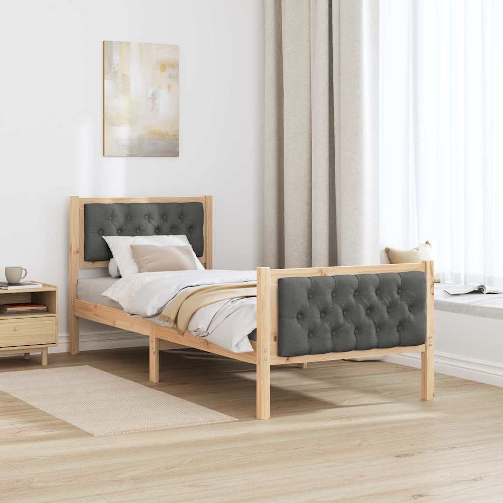 Estrutura da cama com cabeceira cinza escuro 80 x 200 cm