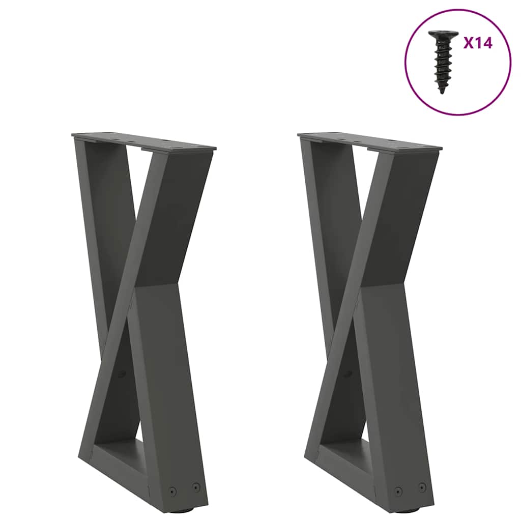 Pés para mesa de centro 2 peças antracite 38x(42-43,3) cm aço