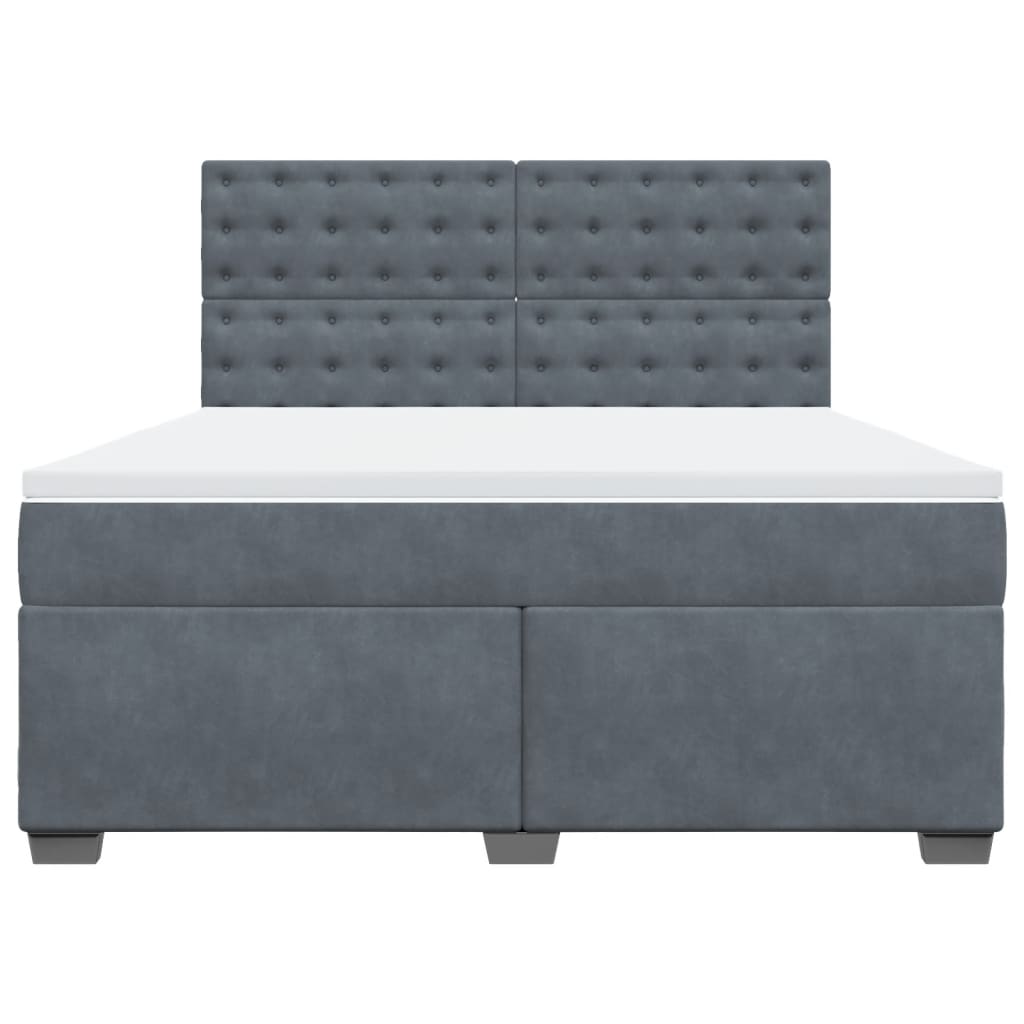 Cama com molas/colchão 180x200 cm veludo cinzento-escuro