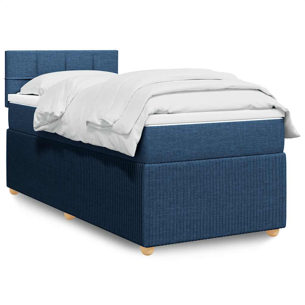 Cama com molas/colchão 90x200 cm tecido azul