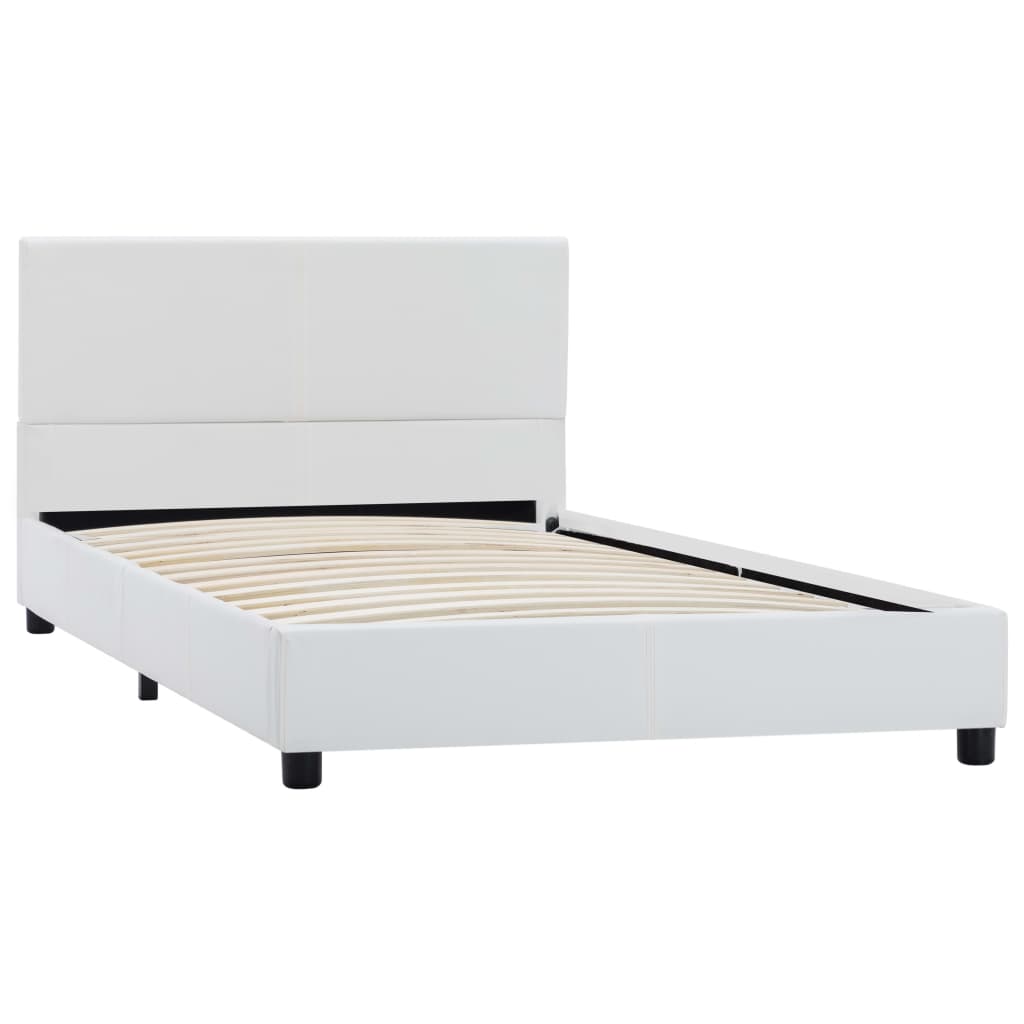 Estrutura de cama 90x200 cm couro artificial branco