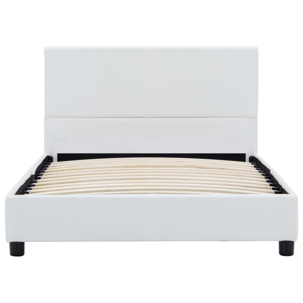 Estrutura de cama 90x200 cm couro artificial branco