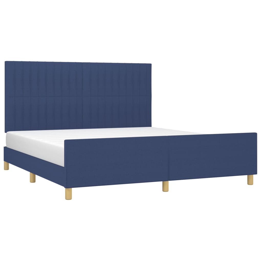 Estrutura de cama sem colchão 160x200 cm tecido azul