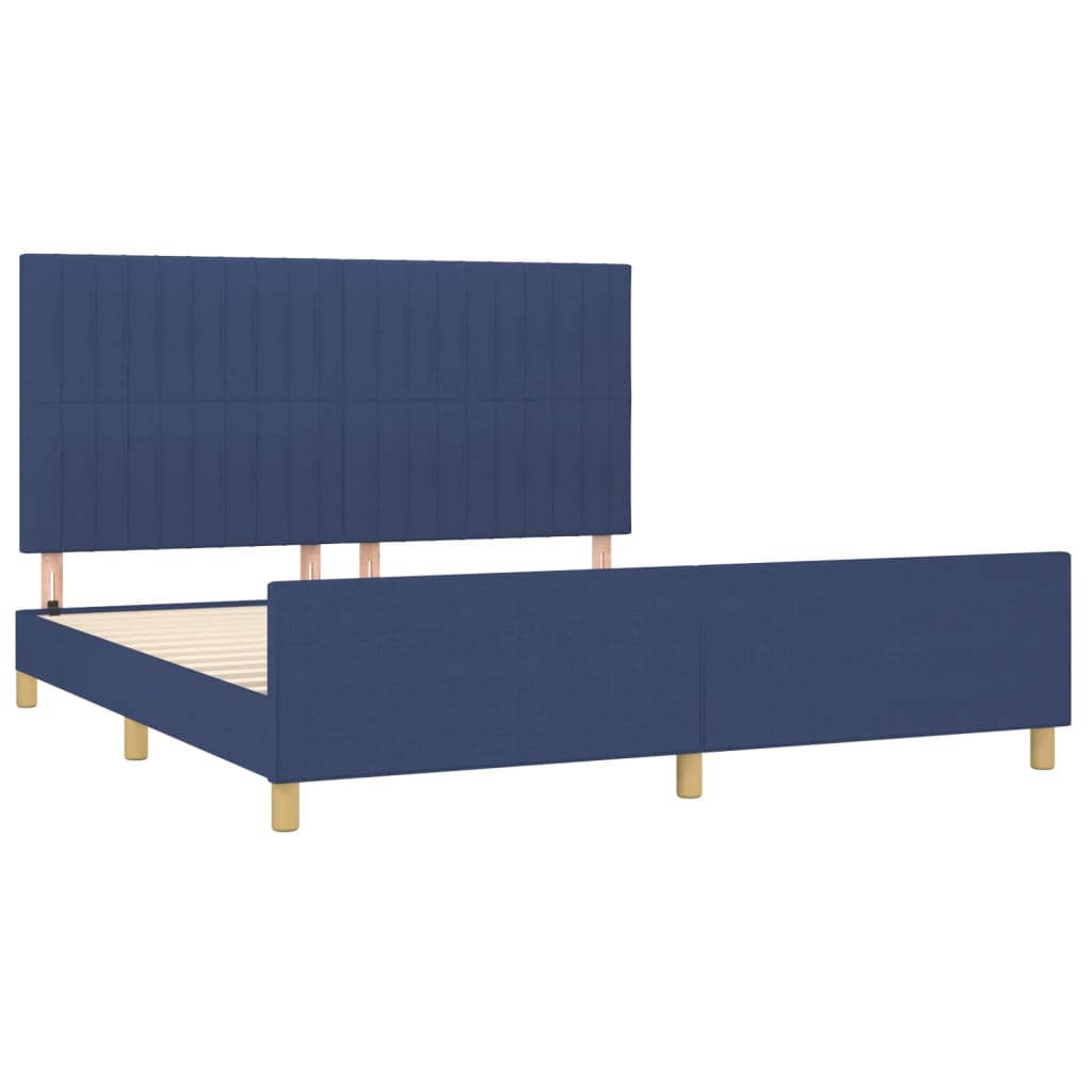 Estrutura de cama sem colchão 160x200 cm tecido azul