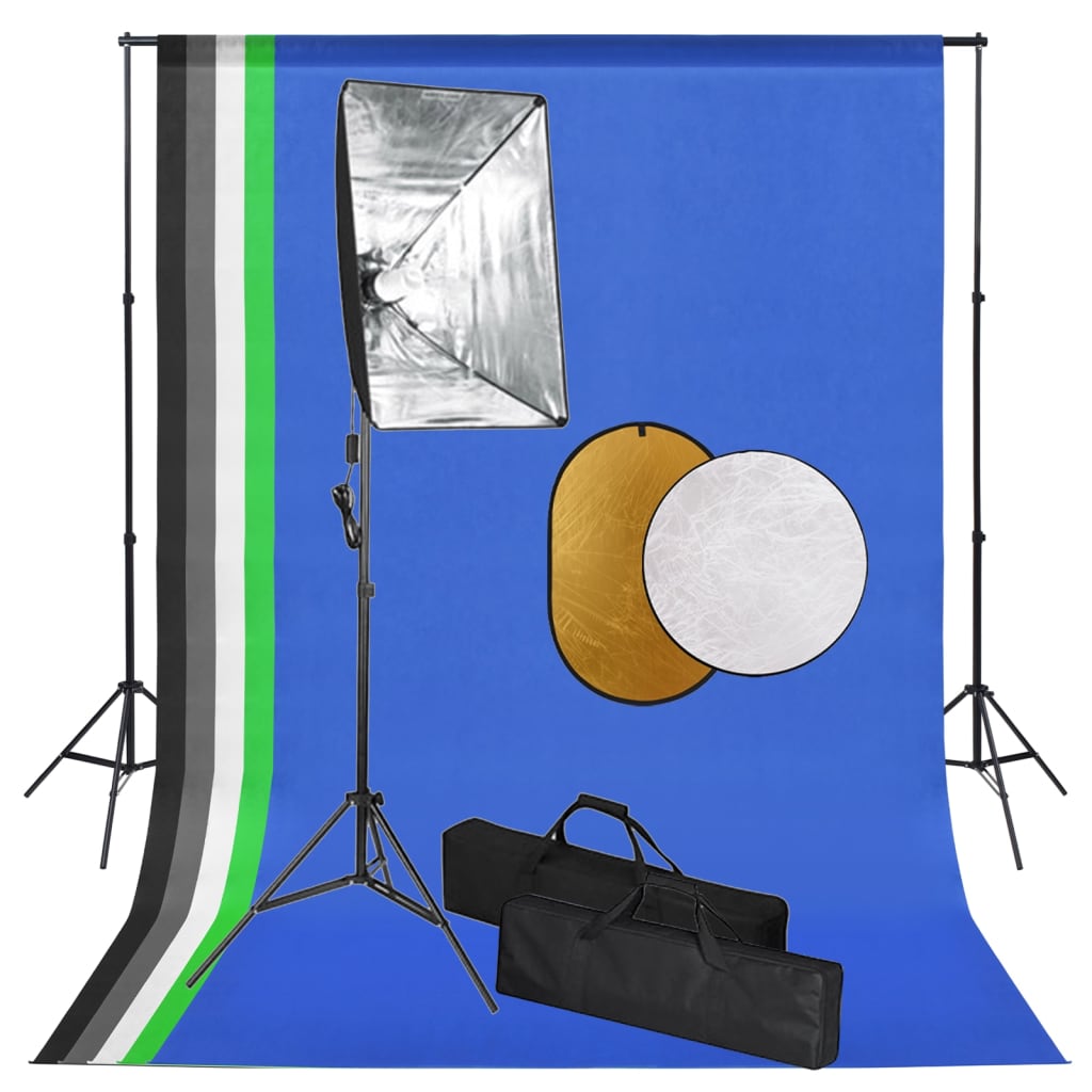 Kit estúdio fotográfico com softbox iluminação/fundo/refletor