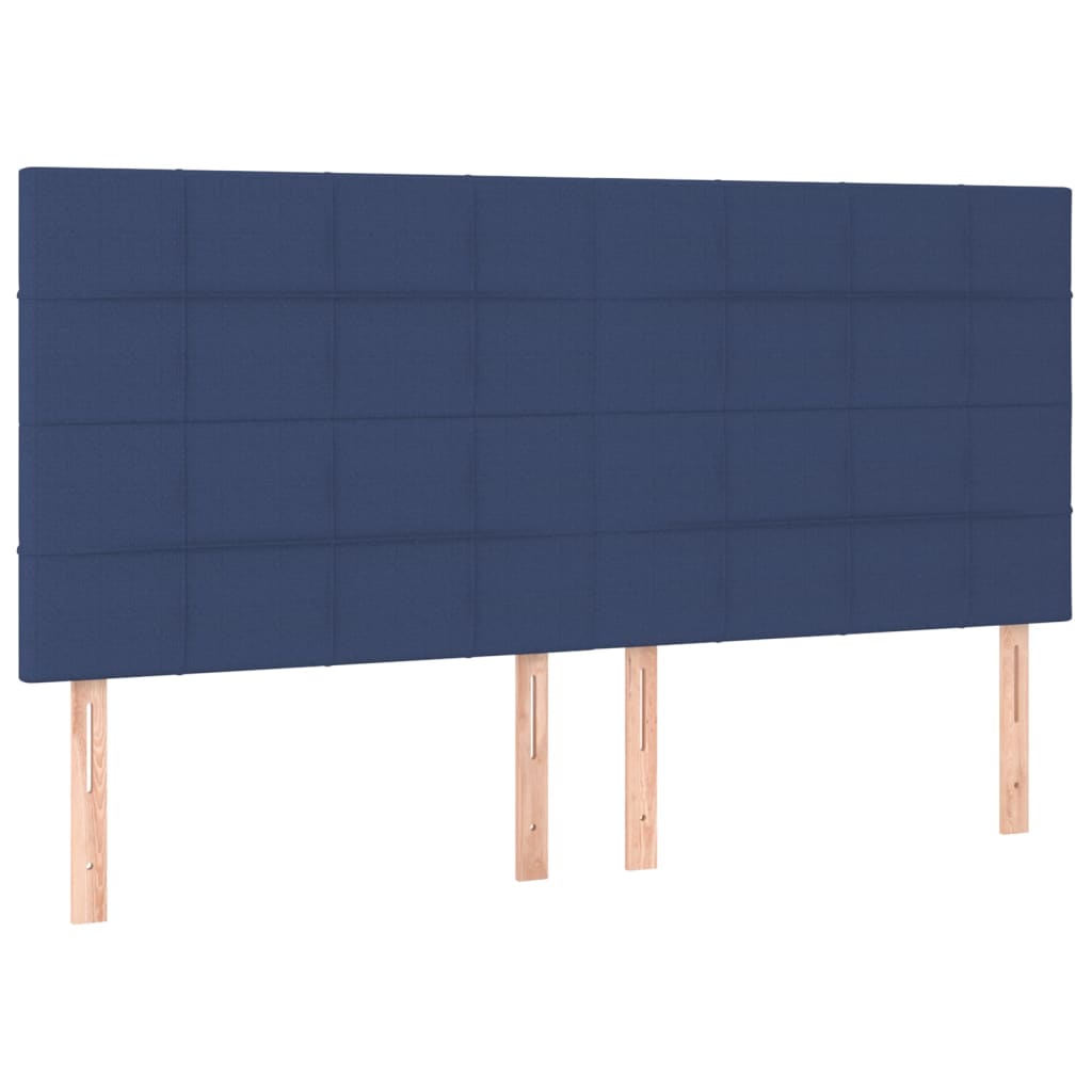 Cabeceira de cama c/ luzes LED tecido 160x5x118/128 cm azul