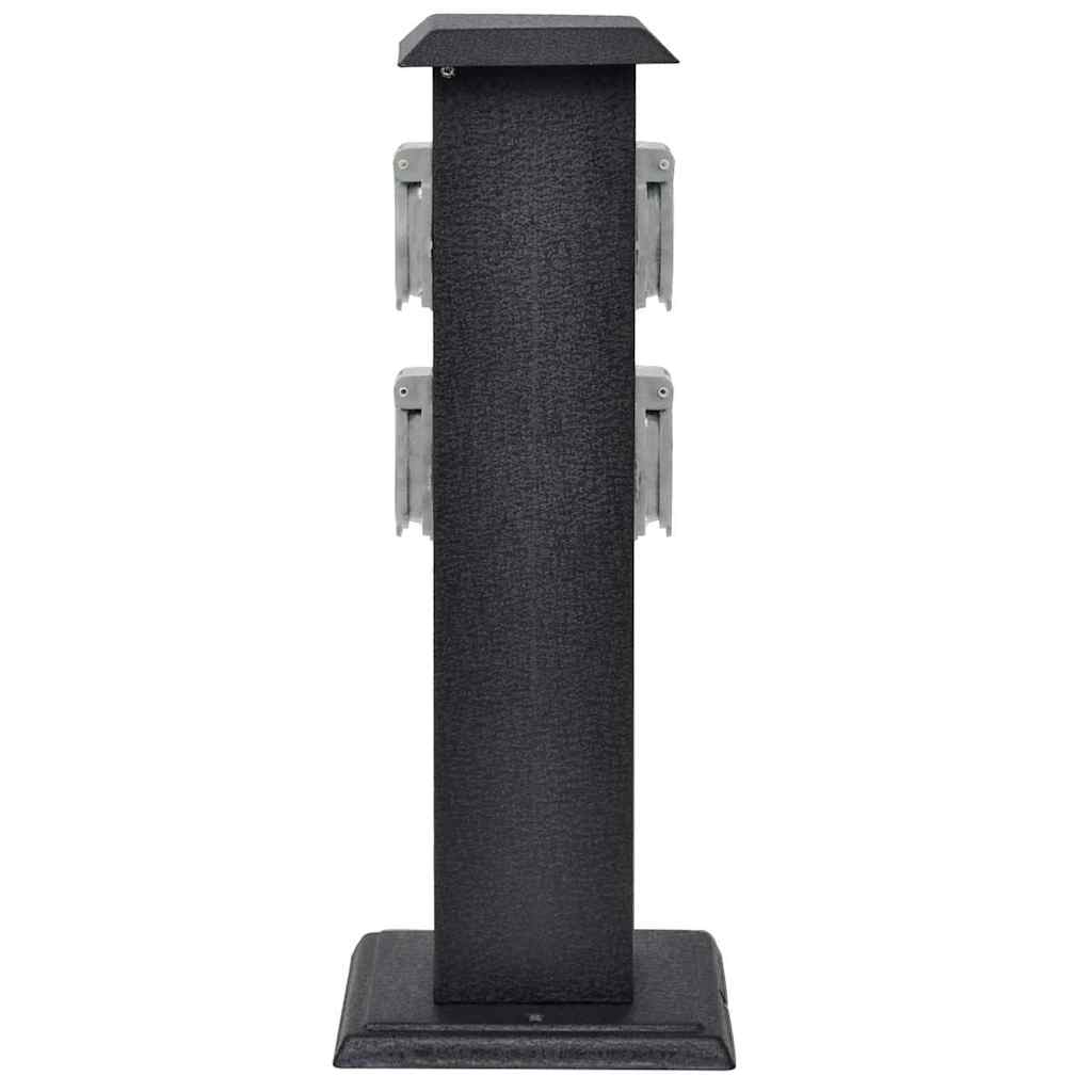 Pilar de tomadas de energia para jardim preto