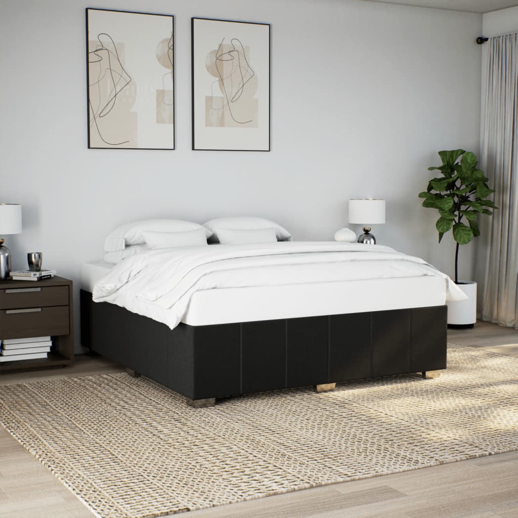 Estrutura de cama sem colchão 200x200 cm tecido preto