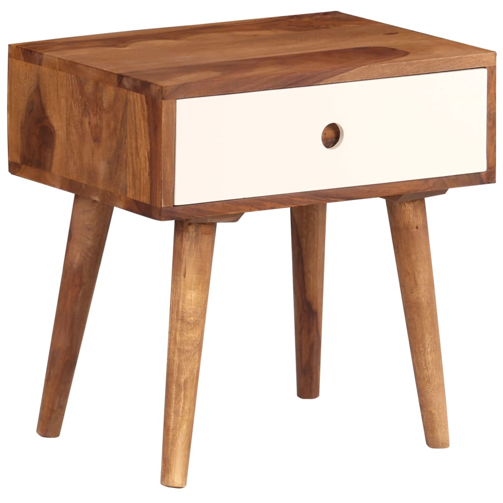 Mesa de cabeceira em madeira de acácia maciça 45x30x45 cm