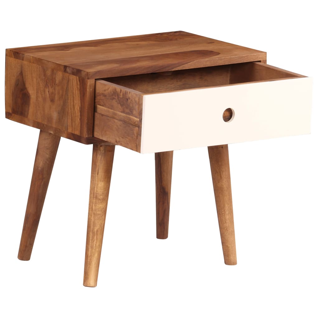 Mesa de cabeceira em madeira de acácia maciça 45x30x45 cm