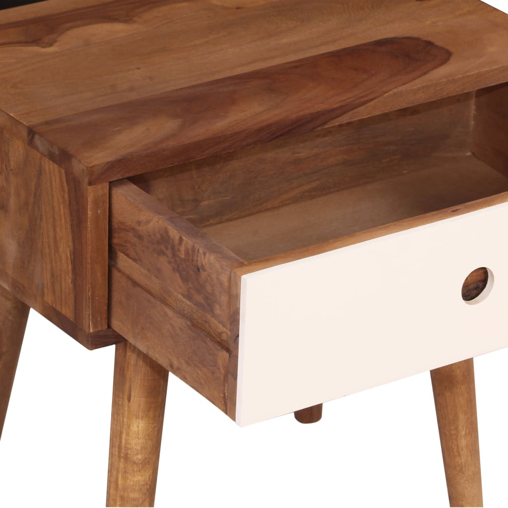 Mesa de cabeceira em madeira de acácia maciça 45x30x45 cm