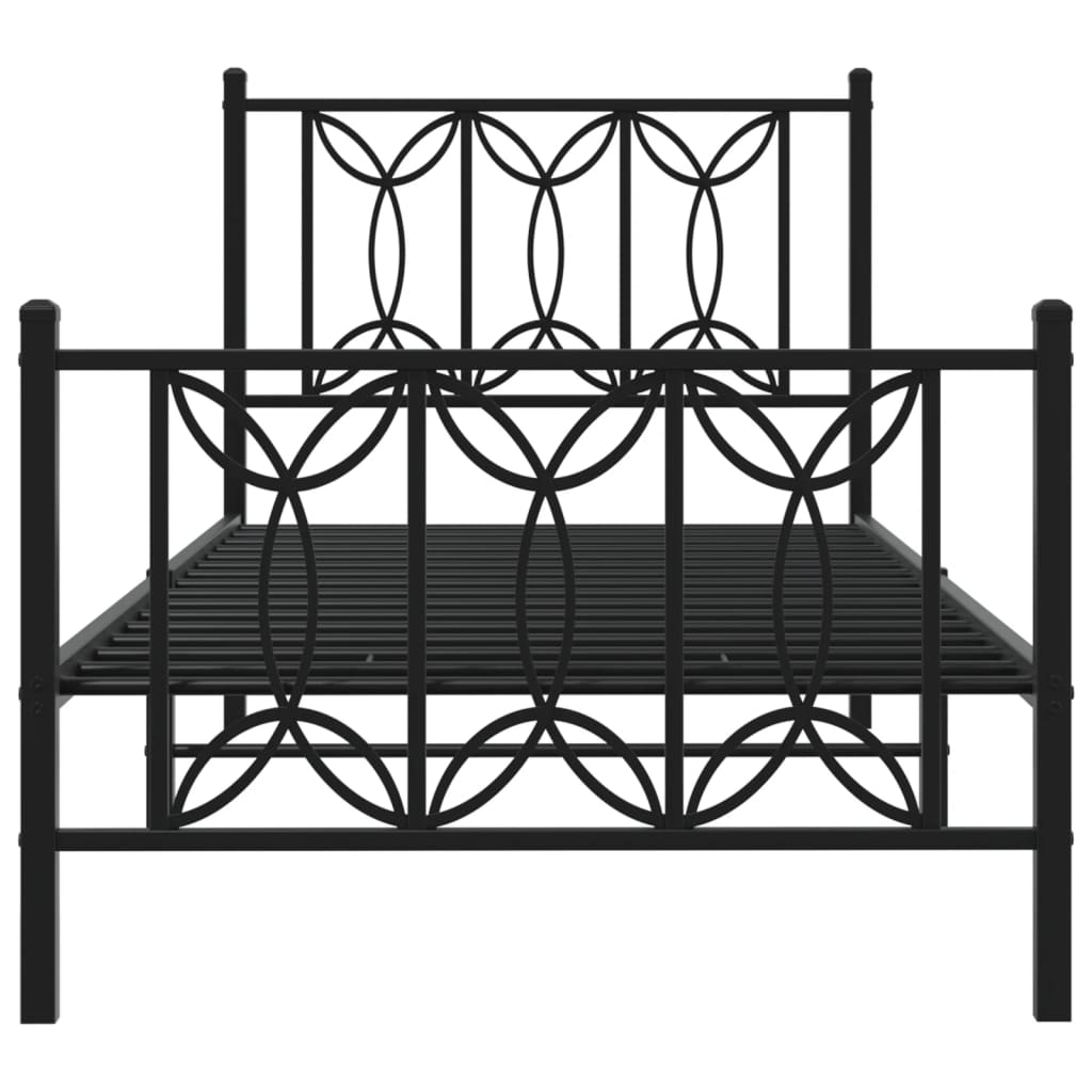 Estrutura de cama com cabeceira e pés 90x200 cm metal preto
