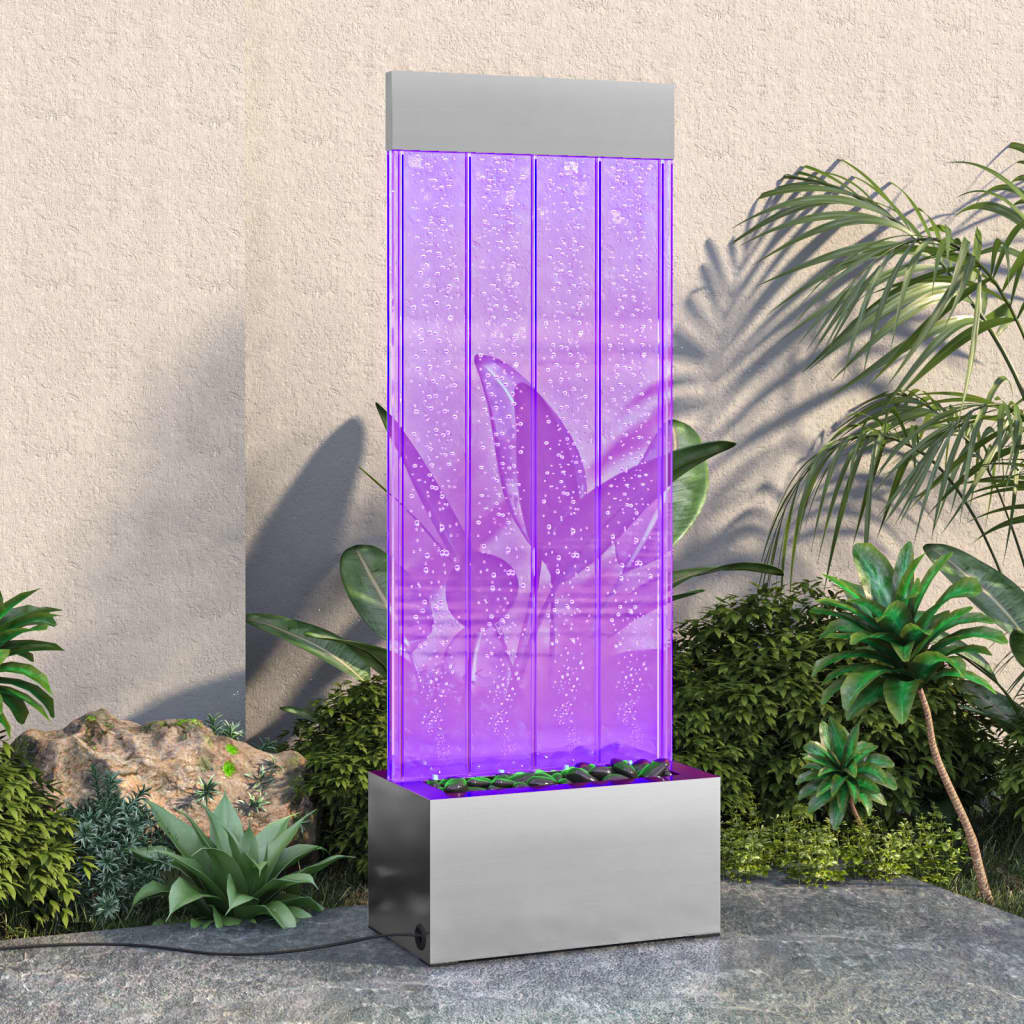 Coluna de bolhas com leds RGB 110 cm aço inoxidável e acrílico