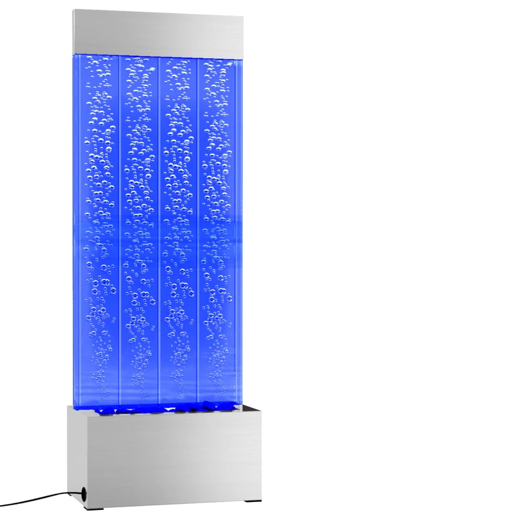 Coluna de bolhas com leds RGB 110 cm aço inoxidável e acrílico