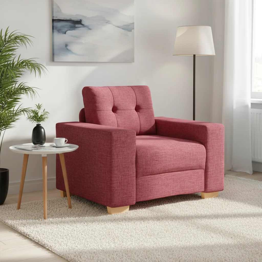 Poltrona, cor vinho, 100x78x80 cm, em tecido
