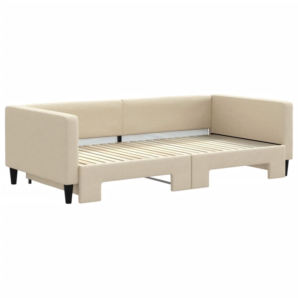 Sofá-cama com gavetão 100x200 cm tecido cor creme