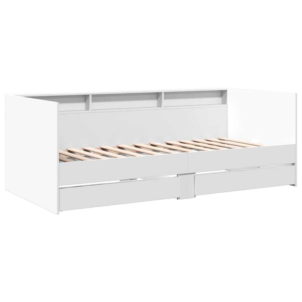 Sofá-cama com gavetas sem colchão 75x190 cm branco