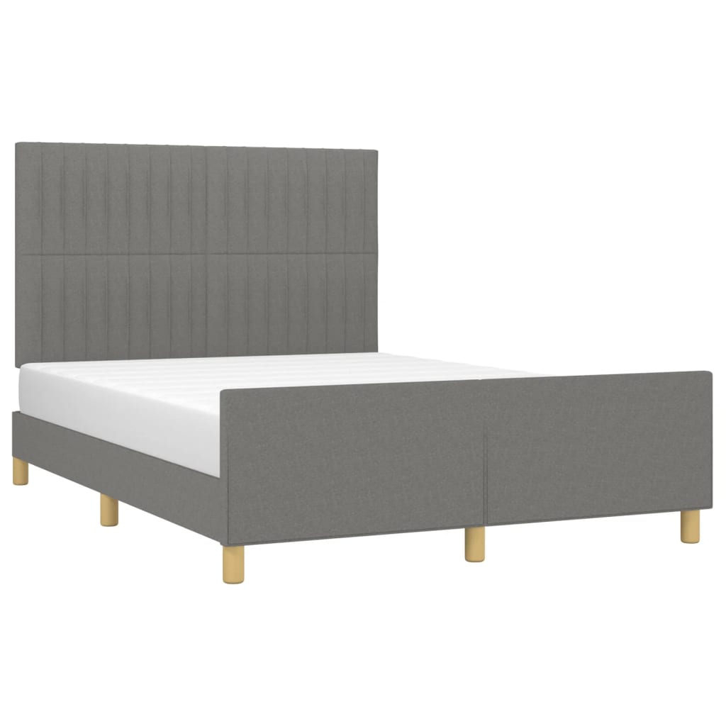 Estrutura de cama sem colchão 140x190 cm tecido cinzento-escuro