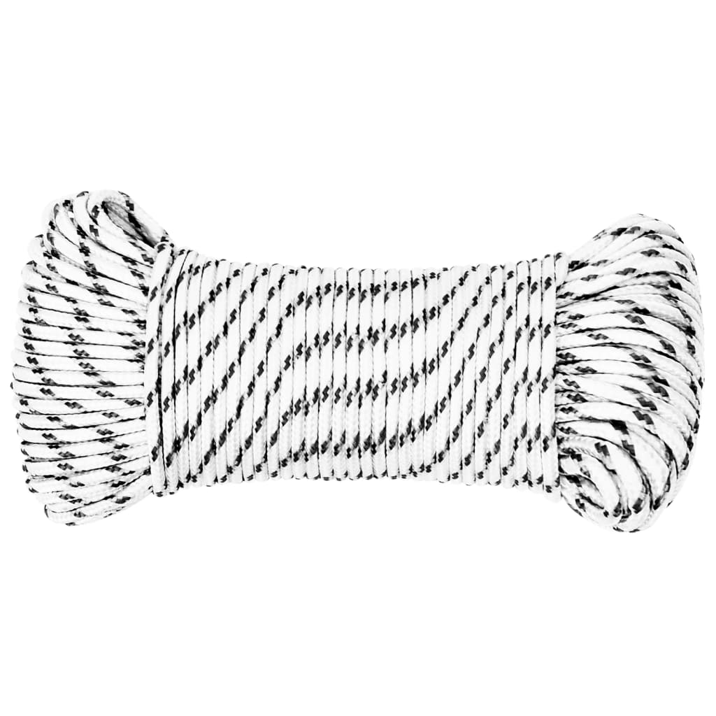 Corda entrançada para barco 5 mm x 100 m poliéster branco
