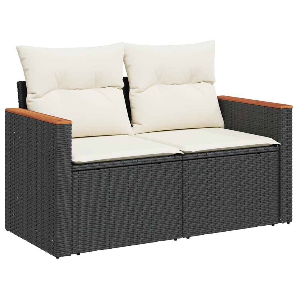 5 Pcs conjunto sofás de jardim com almofadões vime PE preto