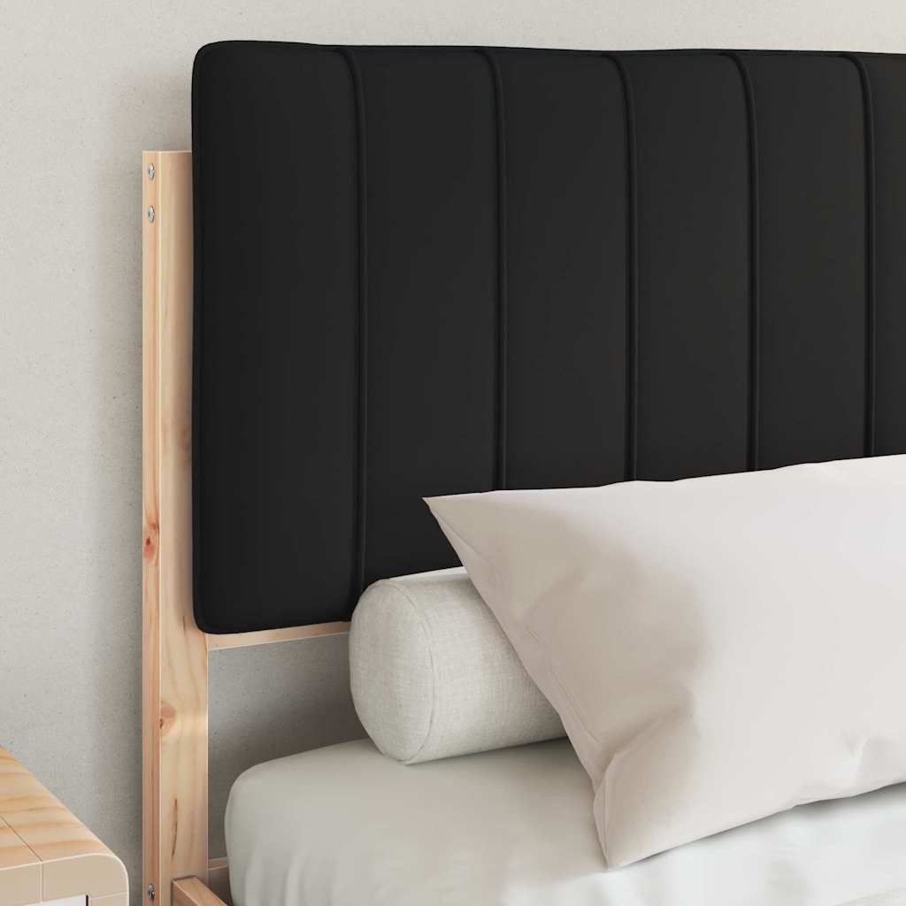 Estrutura de cama com cabeceira estofada preto 140 x 200 cm