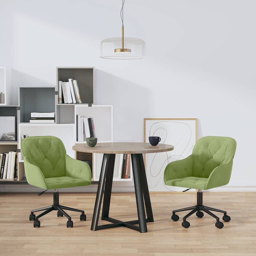Cadeiras de jantar giratórias 2 pcs veludo verde-claro