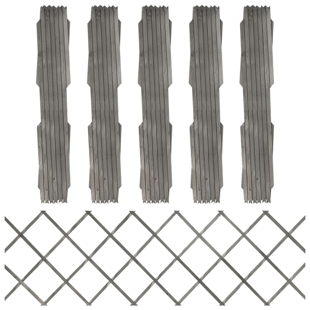 Cercas em treliça 5 pcs 180x60 cm abeto maciço cinzento