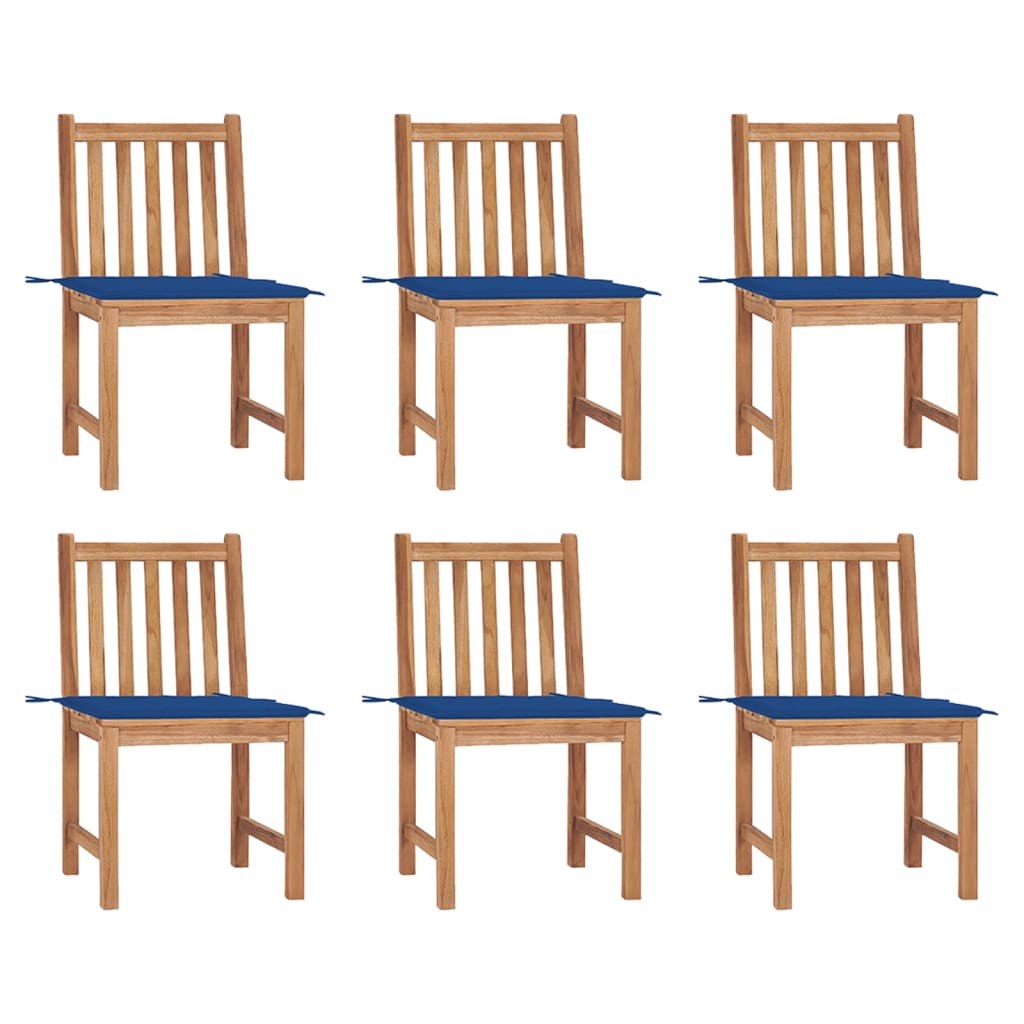 Cadeiras de jardim 6 pcs c/ almofadões madeira de teca maciça