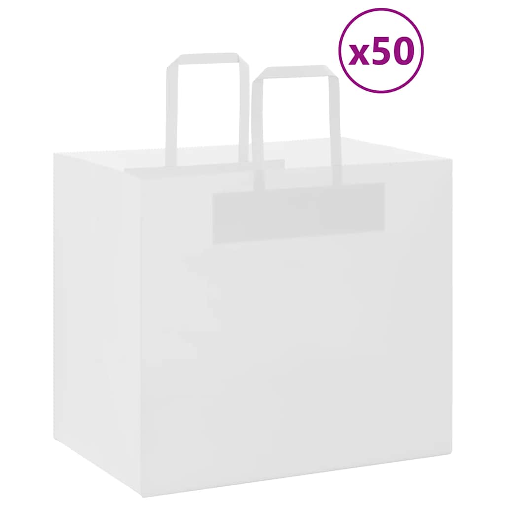 Sacos de papel 50 unid com alças branco 32x22x28 cm