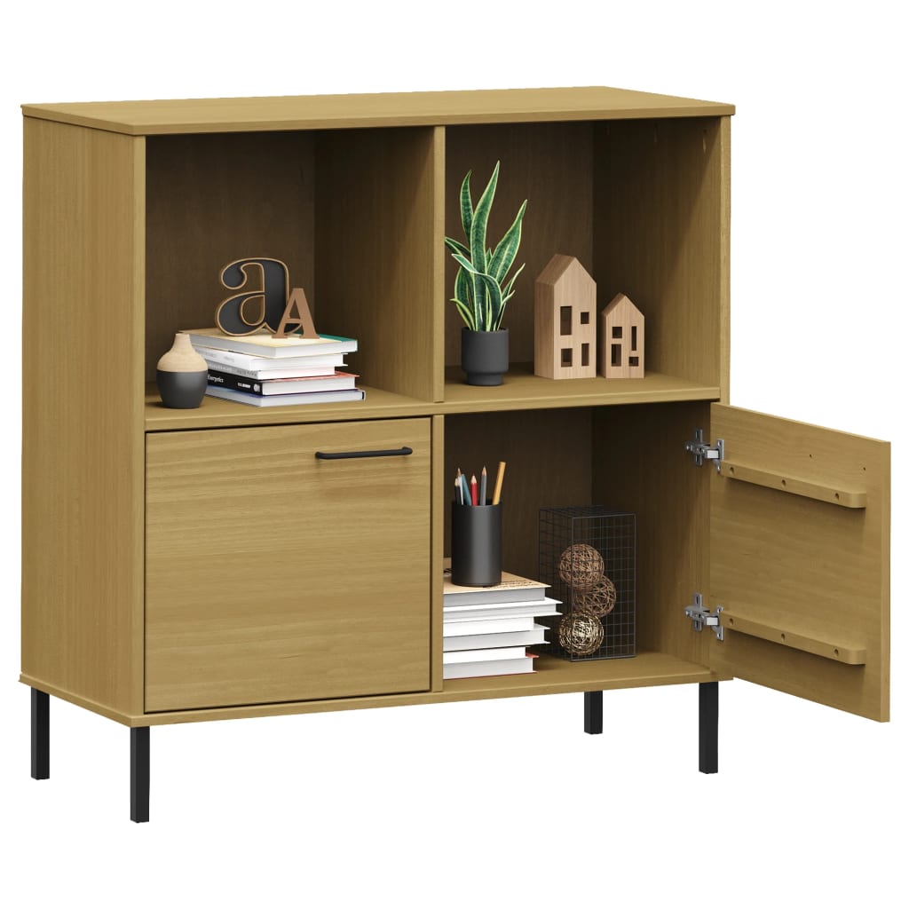 Estante c/ pernas metal 90x35x90,5 cm madeira oslo castanho
