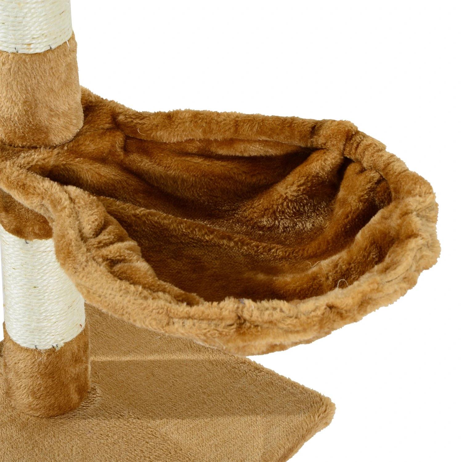 Árvore para gatos com corda de brincar placa de madeira e revestido de pêlo- castanho - 30x55x96cm