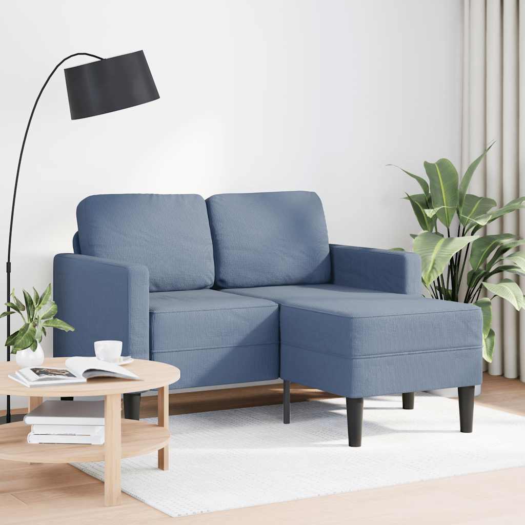 Sofá 2 lugares com chaise em l 125 cm linho azul