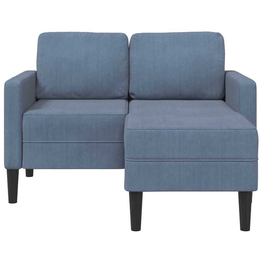 Sofá 2 lugares com chaise em l 125 cm linho azul