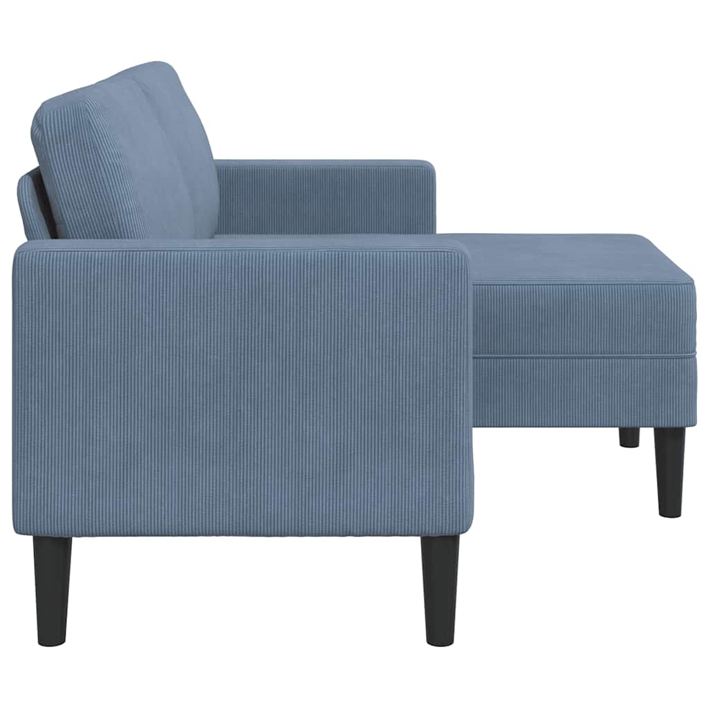 Sofá 2 lugares com chaise em l 125 cm linho azul