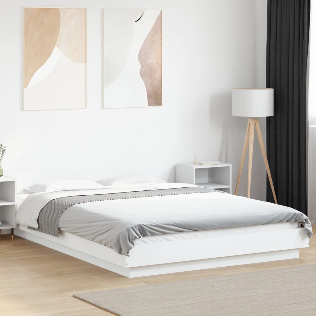 Estrutura de cama 135x190 cm derivados de madeira branco