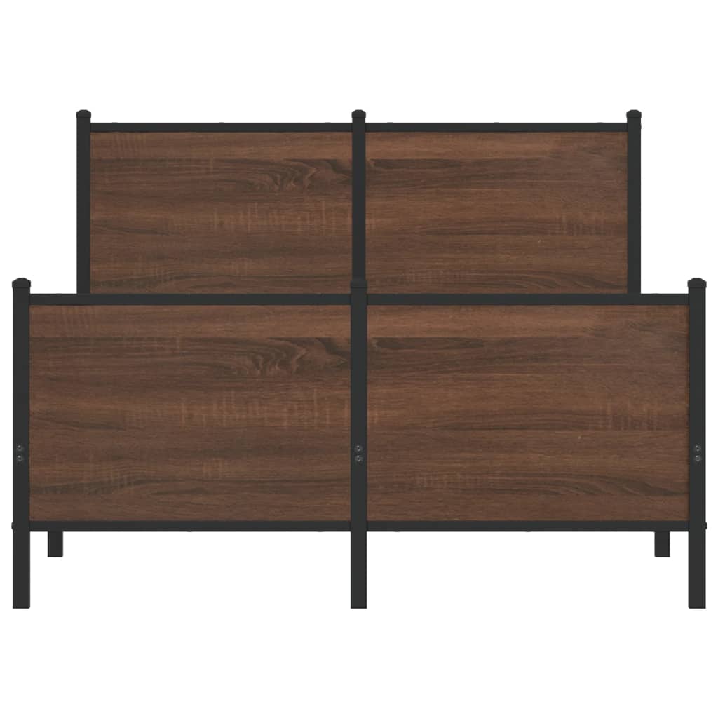 Estrutura de cama sem colchão 120x190cm metal carvalho castanho