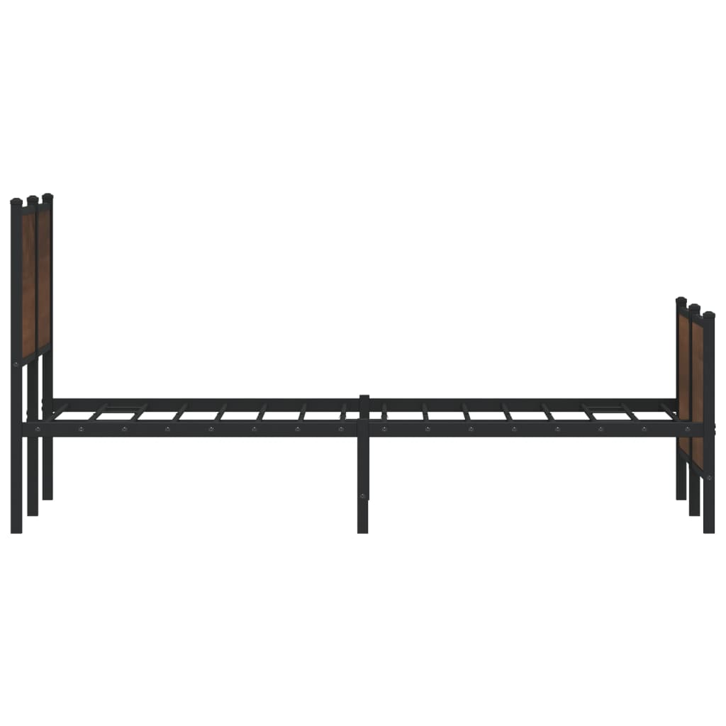 Estrutura de cama sem colchão 120x190cm metal carvalho castanho