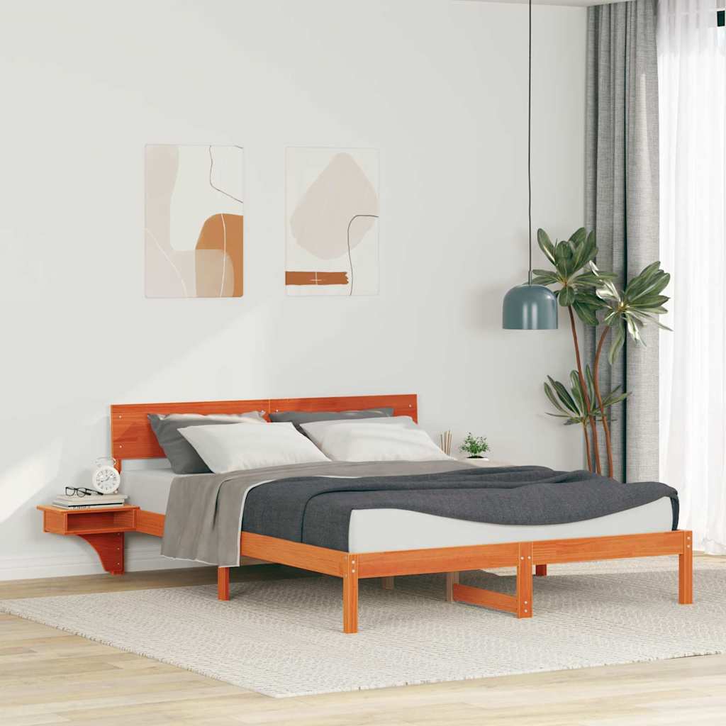 Estrutura da cama com cabeceira marrom cera 160 x 200 cm