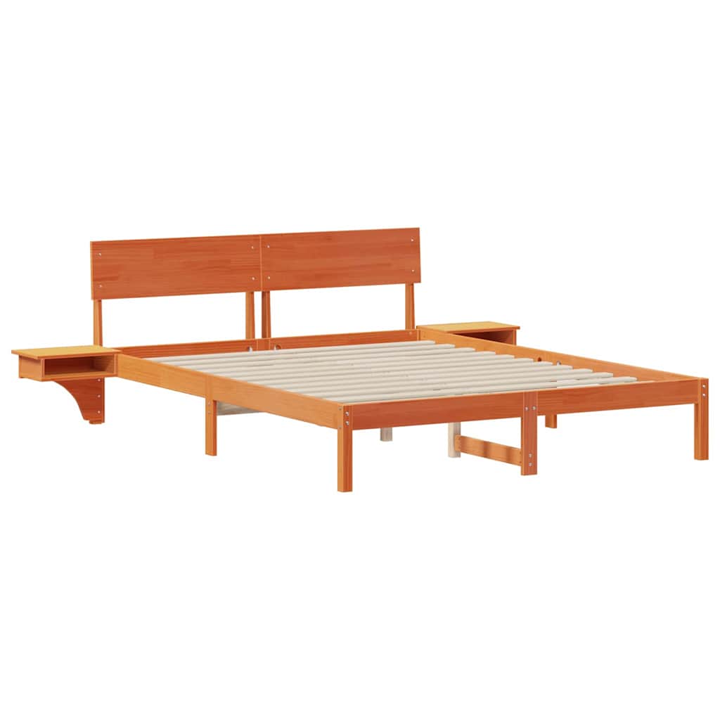 Estrutura da cama com cabeceira marrom cera 160 x 200 cm