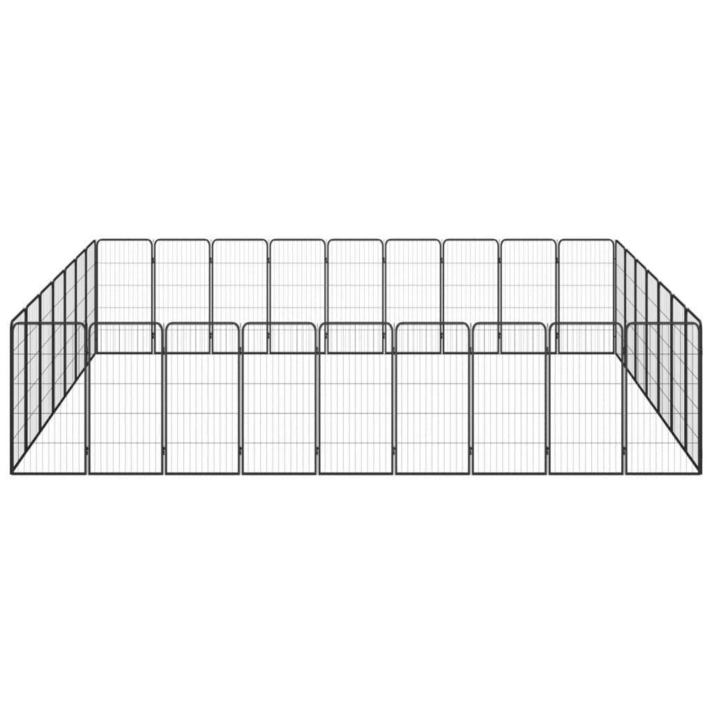 Parque p/ cães c/ 32 painéis 50x100 cm aço revestido a pó preto