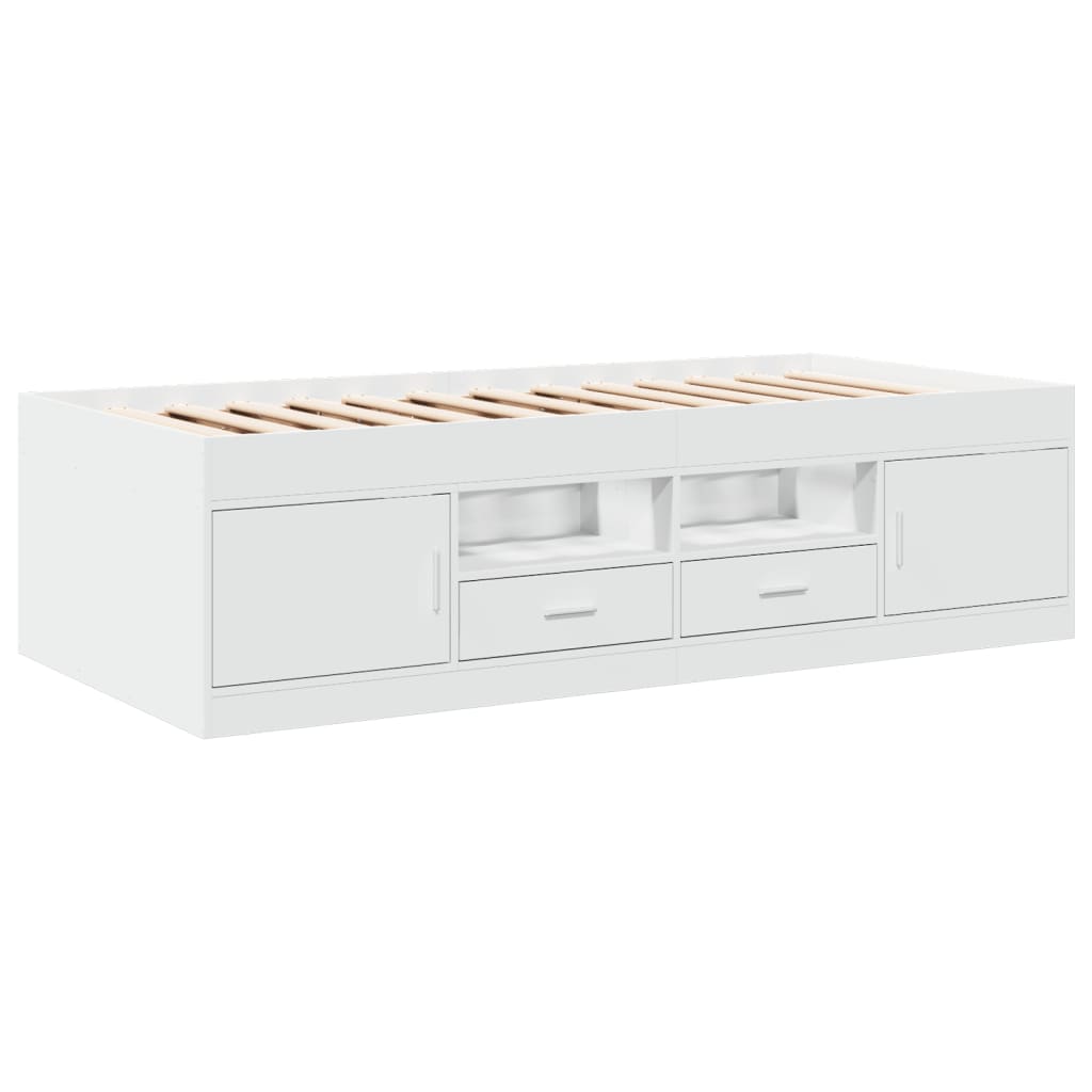Sofá-cama com gavetas sem colchão 90x190 cm branco