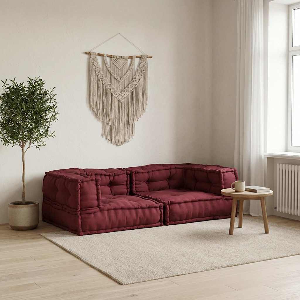 Sofá modular de 2 lugares 140x70x36 cm tecido castanho