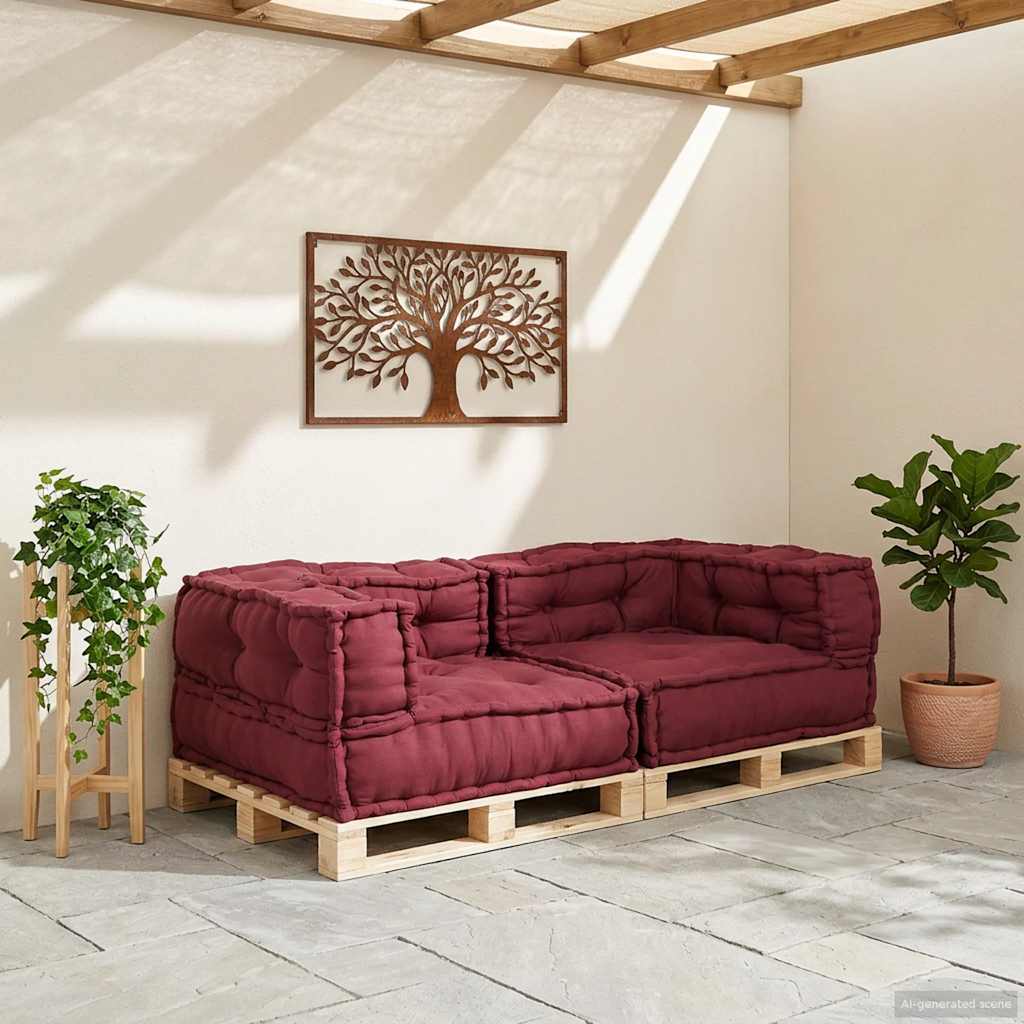 Sofá modular de 2 lugares 140x70x36 cm tecido castanho